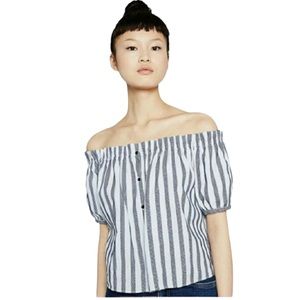 Zara Off The Shoulder Cotton Peasant Blouse